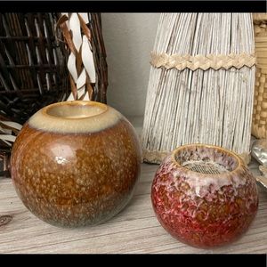 SOLD❤️Beautiful Set of 2 Ceramic Sphere Votive/Candle Holders